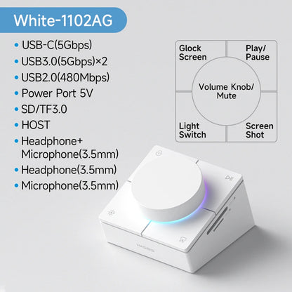 Hagibis Knob USB C Hub With Shortcut Buttons Type-C Docking Station Volume Adjustment Desktop Controller 2.5G RJ45 for Macbook