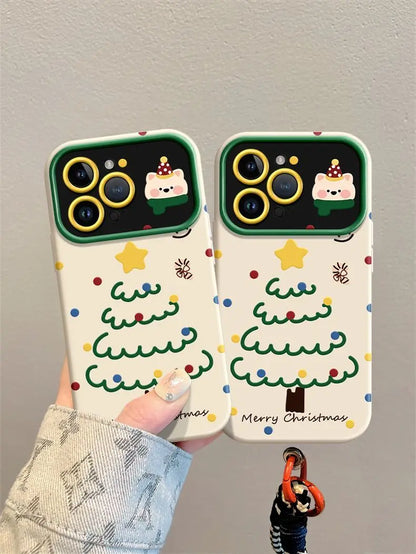 Star Christmas Tree Cartoon Cute Puppy Kawaii Phone Case For iPhone 17 air 16 15 14 13 12 11 Pro XR XS X Max 7 8 Plus Y2K Cover