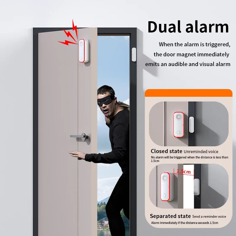 Tuya Door Magnetic Sensor WiFi Door and Window Alarm Door and Window Switch on-site Alarm Sound and Light Intelligent Alarm