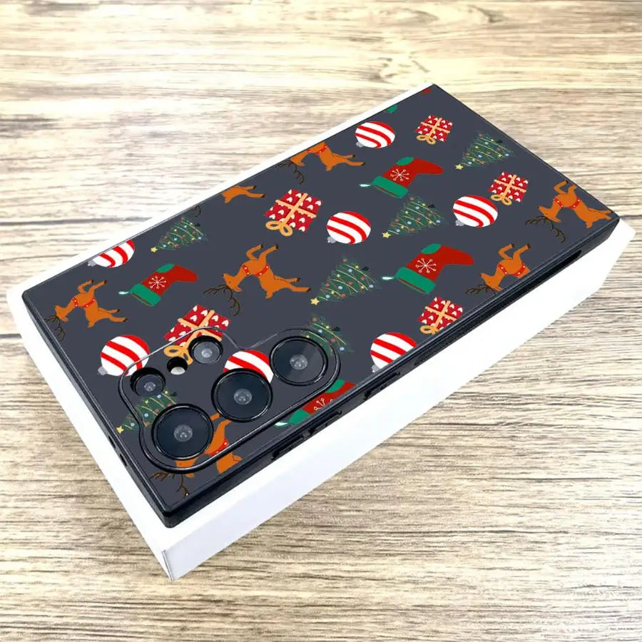 Creative Christmas Element Fashion Case for Samsung Galaxy S25 Edge S21 FE S24 Plus S23 Ultra S20 Black Soft Phone Cover
