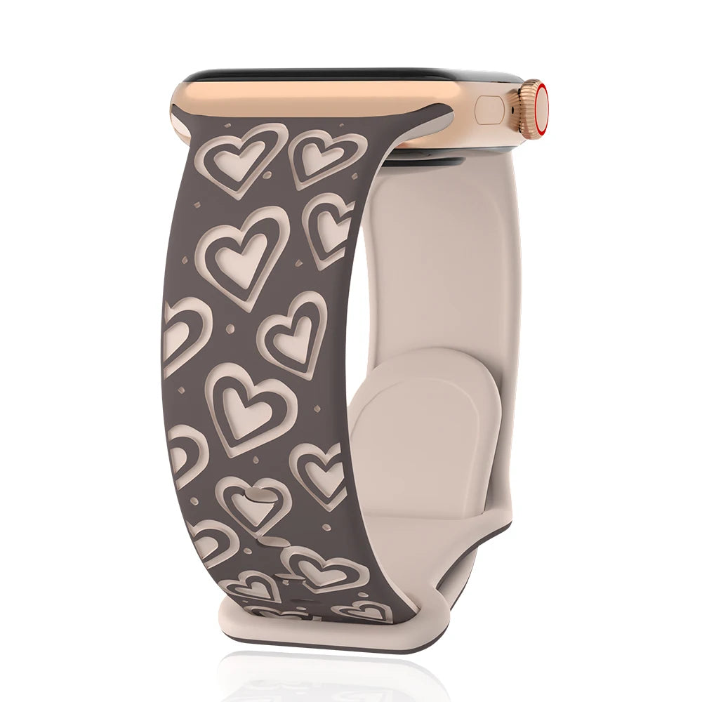 Engraved Band for Apple Watch 40mm 41mm 42mm 44mm 45mm 46mm 49mm Soft Silicone Wrist Strap iWatch SE Series 10 9 8 7 6 5 4 Ultra