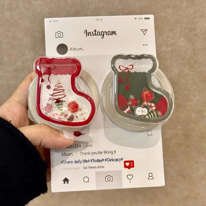 Cute Cartoon Shake Christmas Sock for Magsafe Griptok Phone Holder Finger Ring Stand Support for IPhone 15 16 17 Girl Bracket