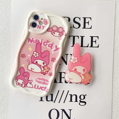 Kuromi Hello Kitty Bracket Bracelet Phone Case For IPhone 16 15 Pro Max 14 11 12 13 Mini XR 8 7 Plus X XS SE Sanrio Cute Cartoon