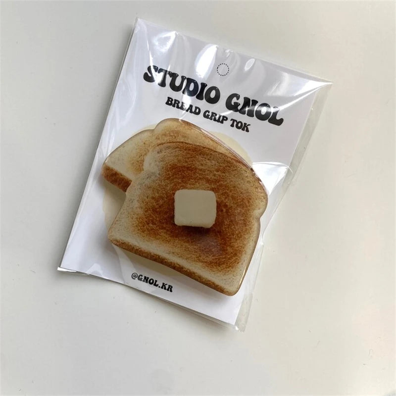 Korea Cute Waffle Cookies Griptok Bracket For iPhone 15 Samsung Food Phone Accessories Holder Ring Support Stand Grip Tok Gift
