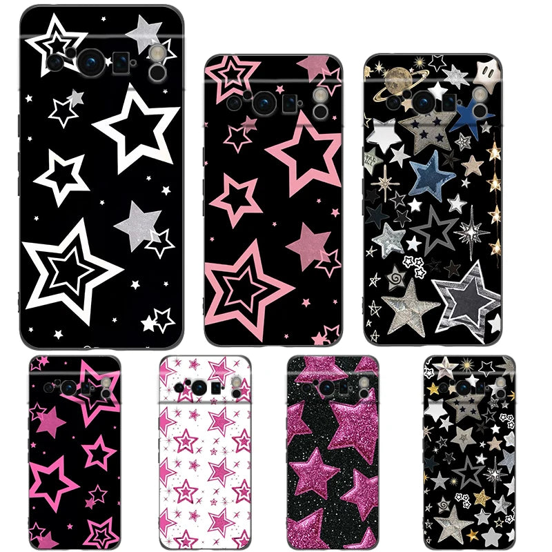 Star Art Phone Case For Google pixel 9 8 7 6 Pro 8A 6A 7A 5G Silicone Shockproof Black Cover Fundas