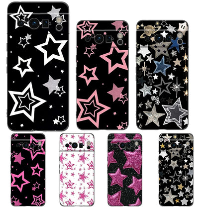 Star Art Phone Case For Google pixel 9 8 7 6 Pro 8A 6A 7A 5G Silicone Shockproof Black Cover Fundas