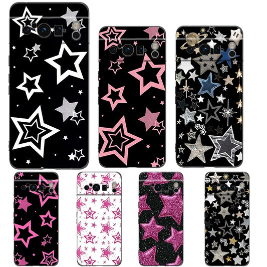 Star Art Phone Case For Google pixel 9 8 7 6 Pro 8A 6A 7A 5G Silicone Shockproof Black Cover Fundas