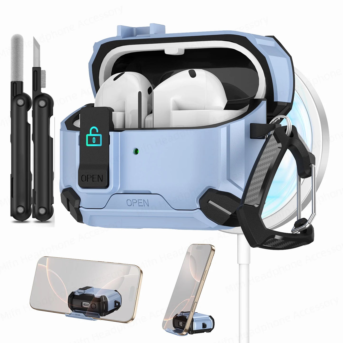 2025 New for Galaxy Buds 3 Pro Fudas Samsung Magnetic Lock Case With Phone-Stand Design Compatible with Magsafe Buds3 Buzz 3 pro
