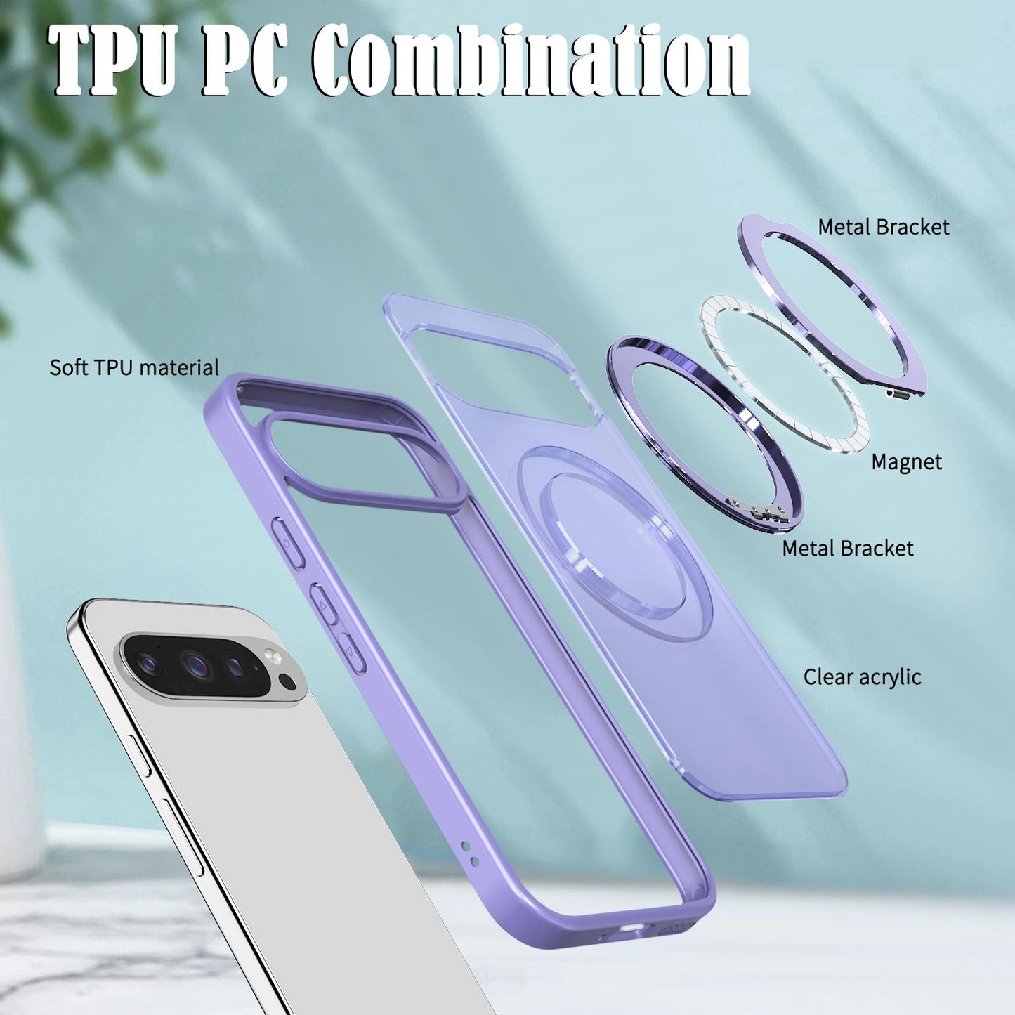 Heavy Armor Design Magnetic 360° Rotable Fold Bracket Case For Google Pixel 10A 9 A Pro XL PC+TPU Enhance Anti-drop Rugged Cover