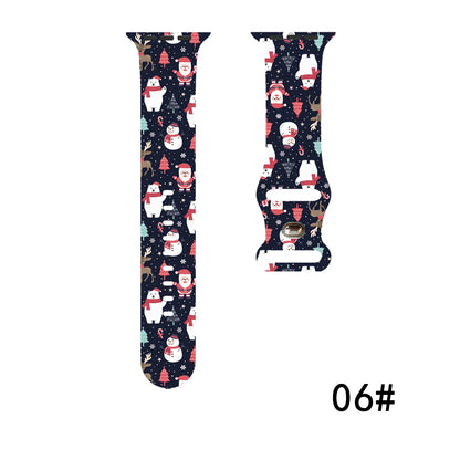 Colorful Christmas Series Strap for Apple Watch 11 10 9 8 7 SE Silicone Band Replacable Bracelet for iWatch 46mm 44mm 42mm 41mm
