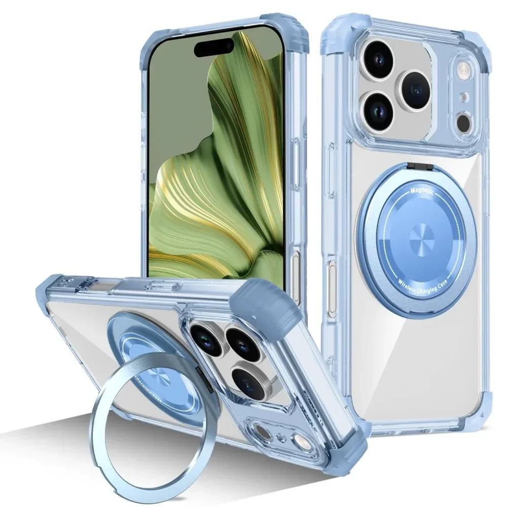 New Clear Magnetic Phone Case For iPhone 17 Pro Max 17 Air 17Pro Max 17air Shockproof Wireless Charging Cover With Phone Holder