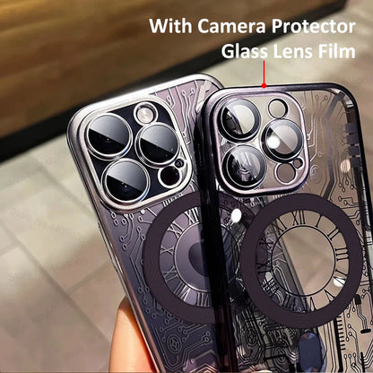 Luxury Plating For Magsafe Wireless Charge Case For iPhone 11 12 13 14 15 16 Pro Max Plus Phone Cases Soft Magnetic Bumper Cover