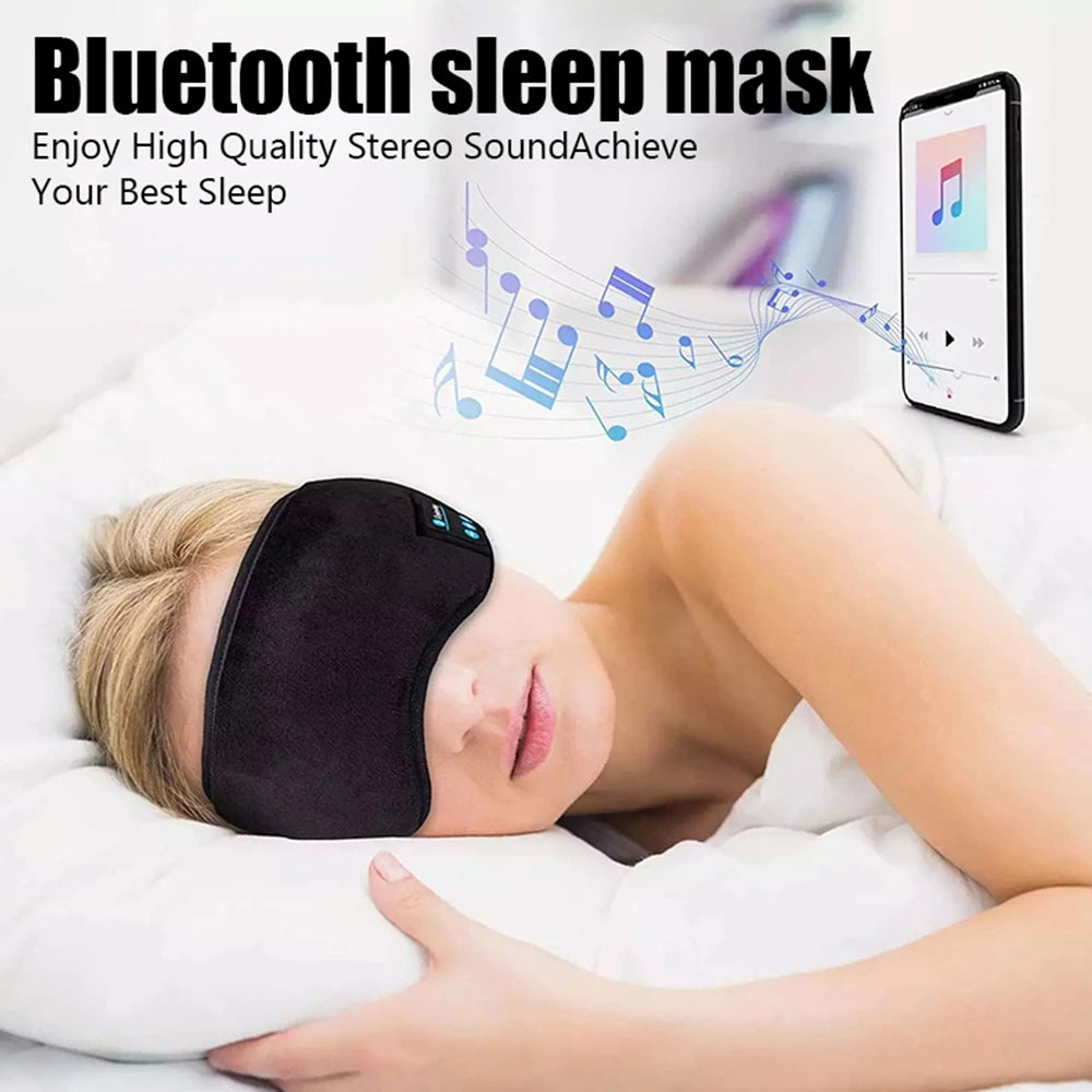 Fone Bluetooth Earphones Sports Sleeping Headband Elastic Wireless Headphones Music Eye Mask Wireless Bluetooth Headset Headband - covers4phones