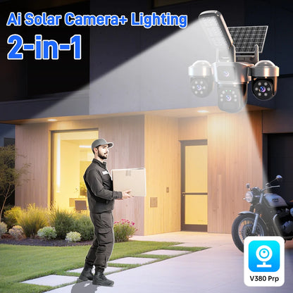 6MP Auto Tracking PTZ Solar Camera Outdoor Wireless, Human Detection PIR WiFi IP Camera with Siren, 2K Solar Powered CCTV
