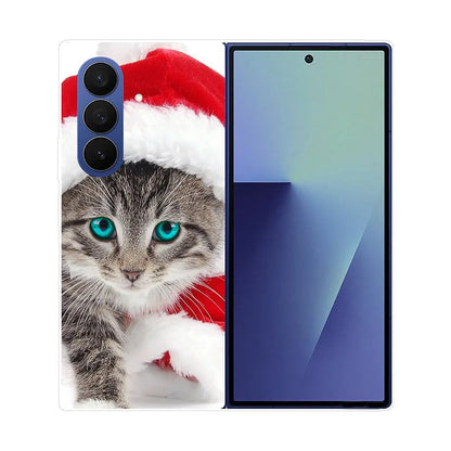 Christmas Painted Phone Case For Samsung Galaxy Z Fold 7 6 5 4 3 2 Fold7 Fold6 Fold5 Fold4 Transparent Hard PC Protect Cover