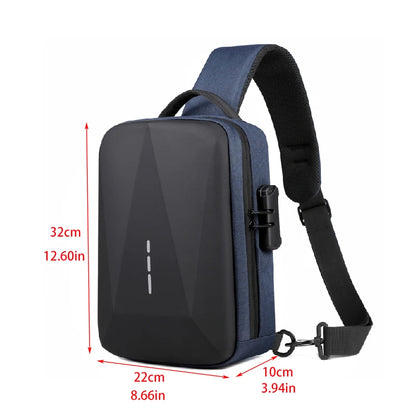 Anti-theft Combination Lock Chest Packs With USB Charging Port Fashion Business Men's Crossbody Bag Travel Storage Shoulder Bag