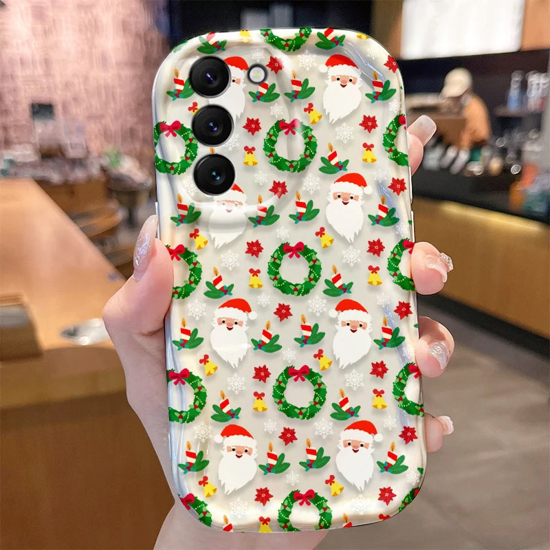 Christmas Pattern Case for Samsung Galaxy S24 S23 S22 S21 Ultra Plus S20 FE A73 A72 A71 A55 A54 5G A53 A52 A51 4G A50S A50 Cover