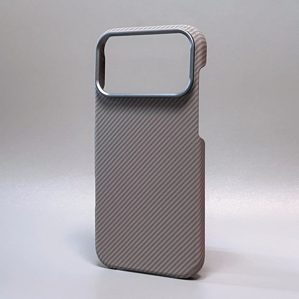 Luxury Carbon Fiber Slim Case For iPhone 17 13 14 15 16 Pro Max Shockproof Alloy Lens Camera Protective Ultra Thin Hard PC Cover