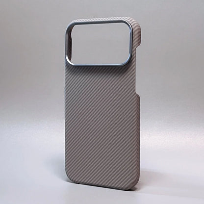 Luxury Carbon Fiber Slim Case For iPhone 17 13 14 15 16 Pro Max Shockproof Alloy Lens Camera Protective Ultra Thin Hard PC Cover