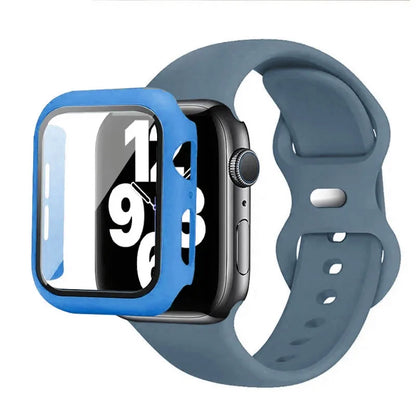 Silicone Strap+case for Apple Watch Band 44mm 40mm 45mm 41mm 49mm 42mm 38mm 44 45 Mm Bracelet Iwatch Ultra Series 7 Se 3 4 5 6 8