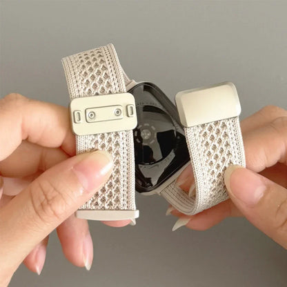 Nylon Magnetic Band for Apple Watch 45mm 41mm 44 40mm Series 10 46mm 42mm Soft Bracelet for IWatch Ultra 49mm 9 7 8 6 5 4 Strap