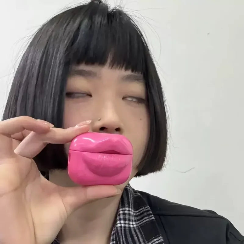 Creative 3D Lipstick Pattern Wireless Bluetooth Earphone Case Compatible With Apple AirPods Pro 1 2 3 4 Generations Prank Gift