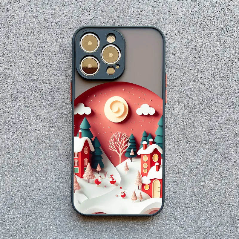 Merry Christmas Tree Santa Claus Phone Case For iPhone 16 15 14 13 12 11 Pro Max Mini X XS XR SE 7 Plus Shockproof Cover Fundas