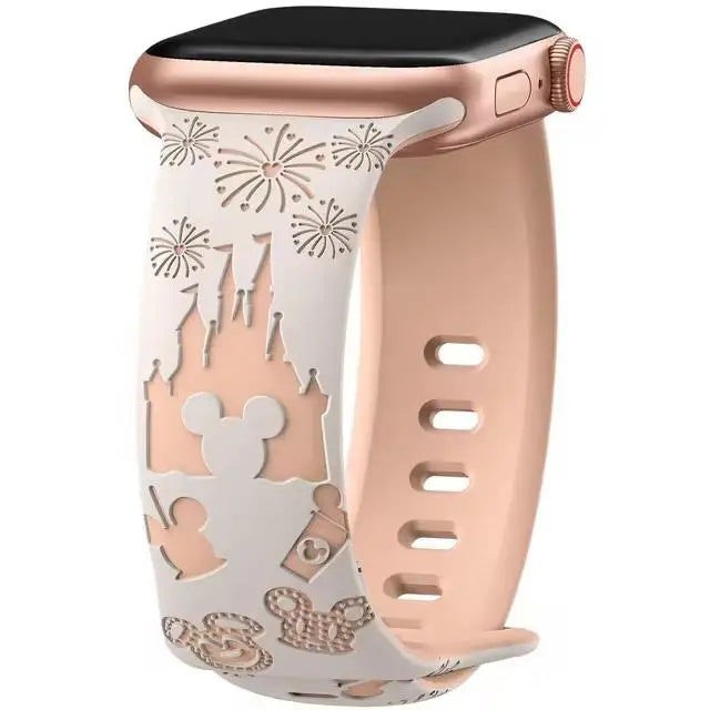 Engraved Floral Straps For Apple Watch band 44mm 49mm 45mm 41mm 40mm 38mm correa Bracelet iWatch Series ultra 2 9/8/7/6/3/SE/10