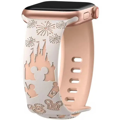 Engraved Floral Straps For Apple Watch band 44mm 49mm 45mm 41mm 40mm 38mm correa Bracelet iWatch Series ultra 2 9/8/7/6/3/SE/10