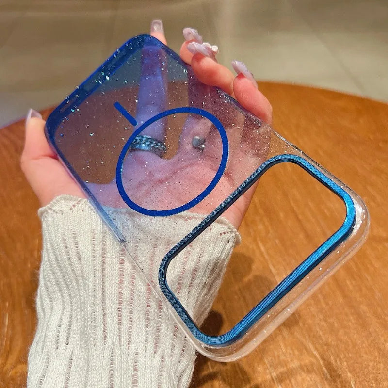 Slim Wireless Charging Magnetic For Magsafe Case For iPhone 17 Air 16 15 14 Plus 13 12 11 Pro Max Gradient Glitter Bling Cover