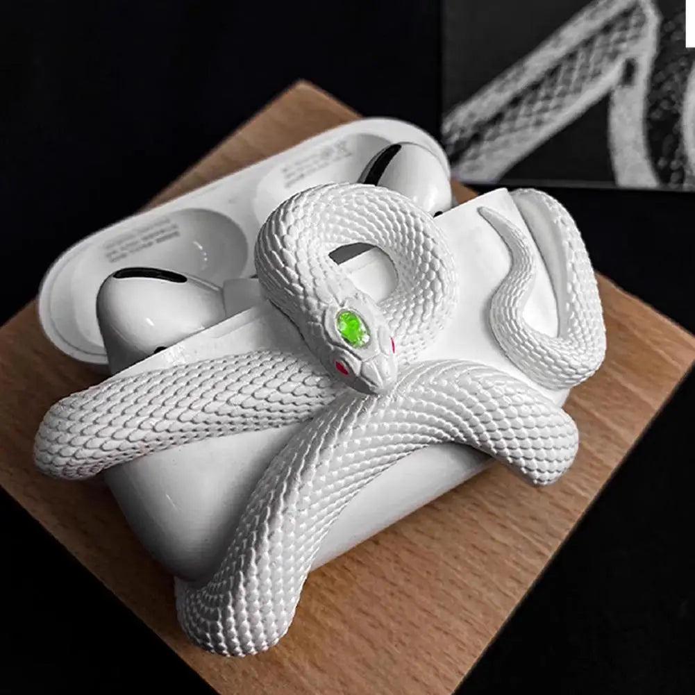 Snake Wireless Earphone Protective Shell Case 3D Winding Snake Resin Decoration Earphone Accessories for AirPods Pro/Pro 1/2/3/4