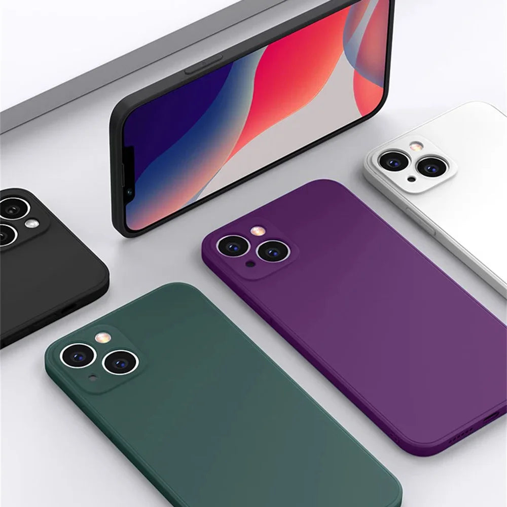 Full Protection case Dark Purple For iPhone 16 Liquid Silicone Phone Case 11 12 13 14 15 Pro Max Mini X XS XR 7 8 14 15 16 Plus