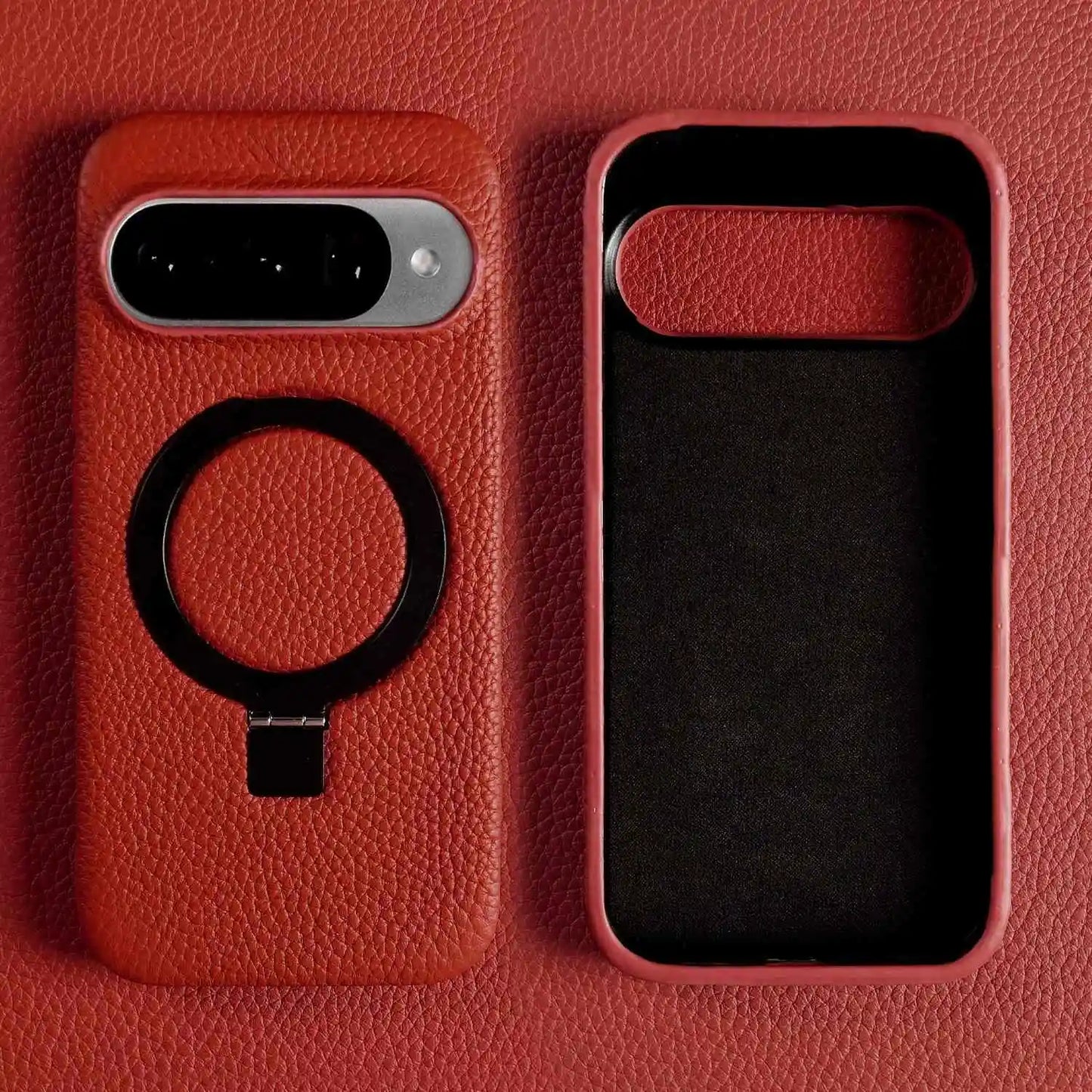 Magnet Ring Stand Phone Case For Google Pixel 10 Pro 9Pro 8A 7Pro 6pro 5A Cover Genuine Leather Case Magnetic Back Cover Cases