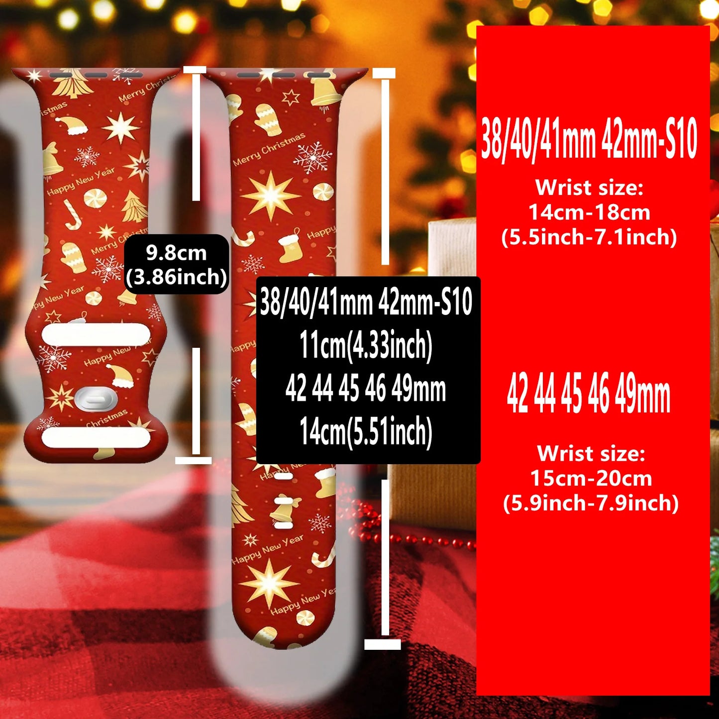 Christmas Straps for Apple Watch band 44mm 40mm 46mm 49 41mm 45 42mm 38 Printed Silicone Bracelet iwatch series 11 10 9 8 7 6 5