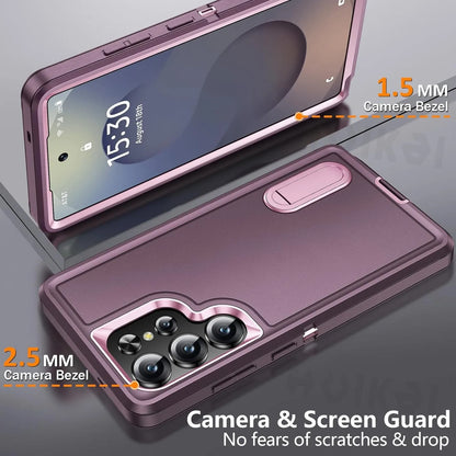 Case For Samsung Galaxy S25 Ultra S25 Edge S24 S23 A16 A56 Body 3 in 1 Shockproof Heavy Duty Anti-Scratch Rugged Kickstand Cover
