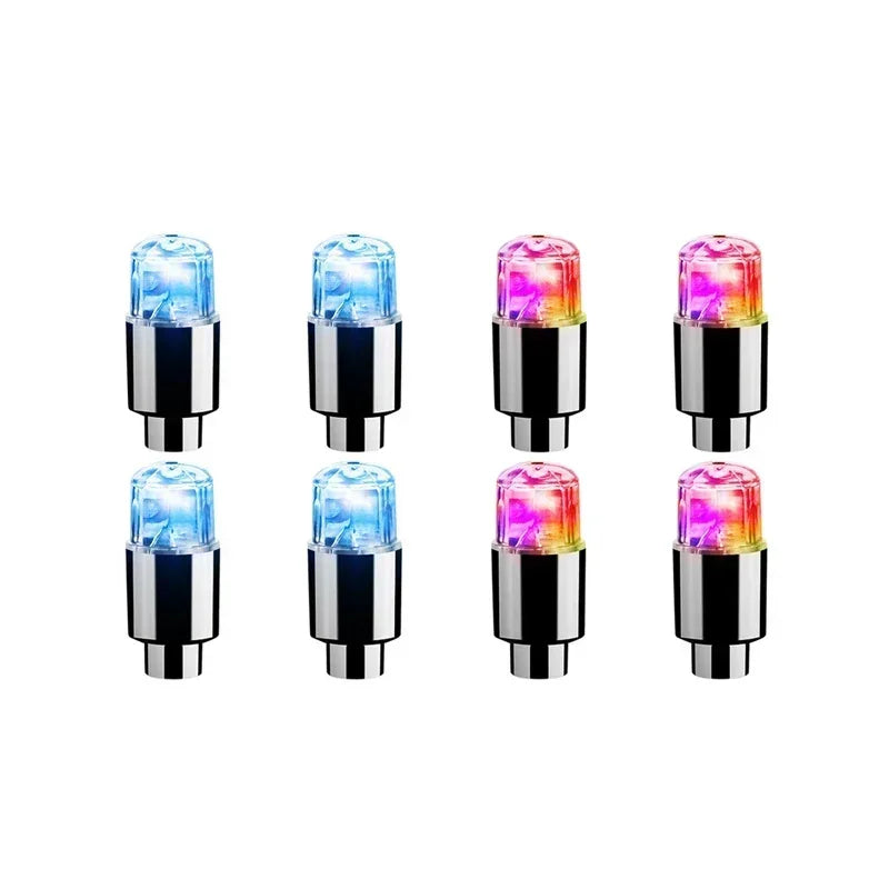 2/4/8Pcs Colorful LED Wheel Lights Car Tire Valve Caps Neon Light Universal Motorcycle Bicycle Valve Cover Auto Accessories