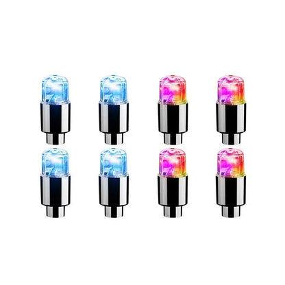 2/4/8Pcs Colorful LED Wheel Lights Car Tire Valve Caps Neon Light Universal Motorcycle Bicycle Valve Cover Auto Accessories