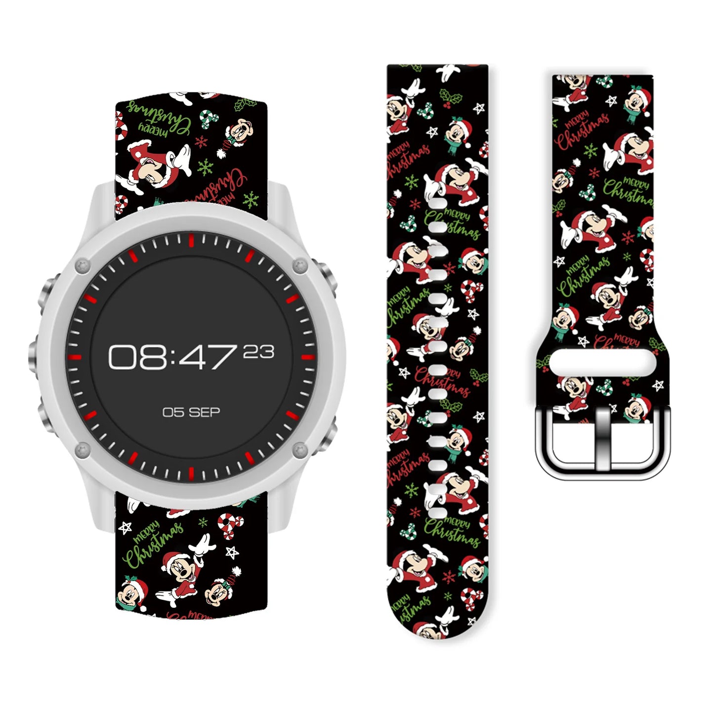 20mm Mich Christmas 1 Printed Strap for Samsung Galaxy Watch 7/6/5/4 40mm 44mm Band Replaceable Bracelet 22mm for Xiaomi Amazfit