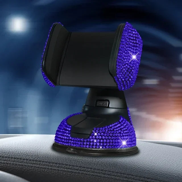 Crystal Rhinestones 360 Degree Car Phone Holder for Car Dashboard Auto Windows and Air Vent Universal Car Mobile Phone Holder