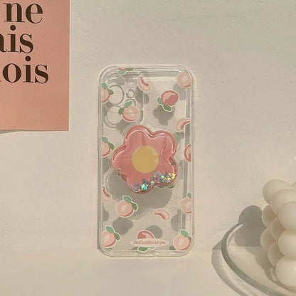 Daisy Flowers Grip Tok Holder Phone Case For Samsung Galaxy A55 A54 5G A34 A14 A15 A25 A24 S20 FE S21 S22 S23 Plus S24 S25 Ultra