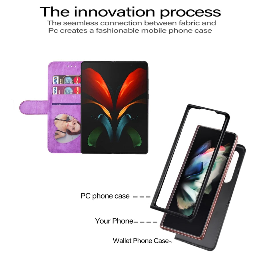 Glitter Wallet Magnetic Flip Leather Case For Samsung Galaxy Z Fold5 Z Fold4 Zipper Case For Samsung Galaxy Z Fold3 5G Z Fold 5