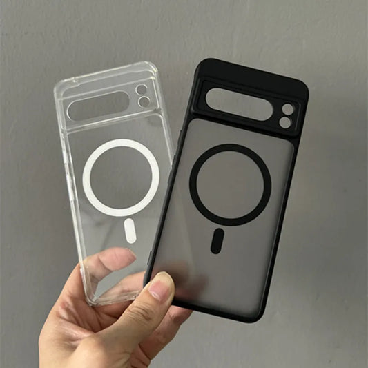 Transparent Shockproof PC+TPU Magsafe Case For Google Pixel 9 Pro XL 8 Pro 9a 8a Frosted Magnetic Wireless Charging Phone Cover