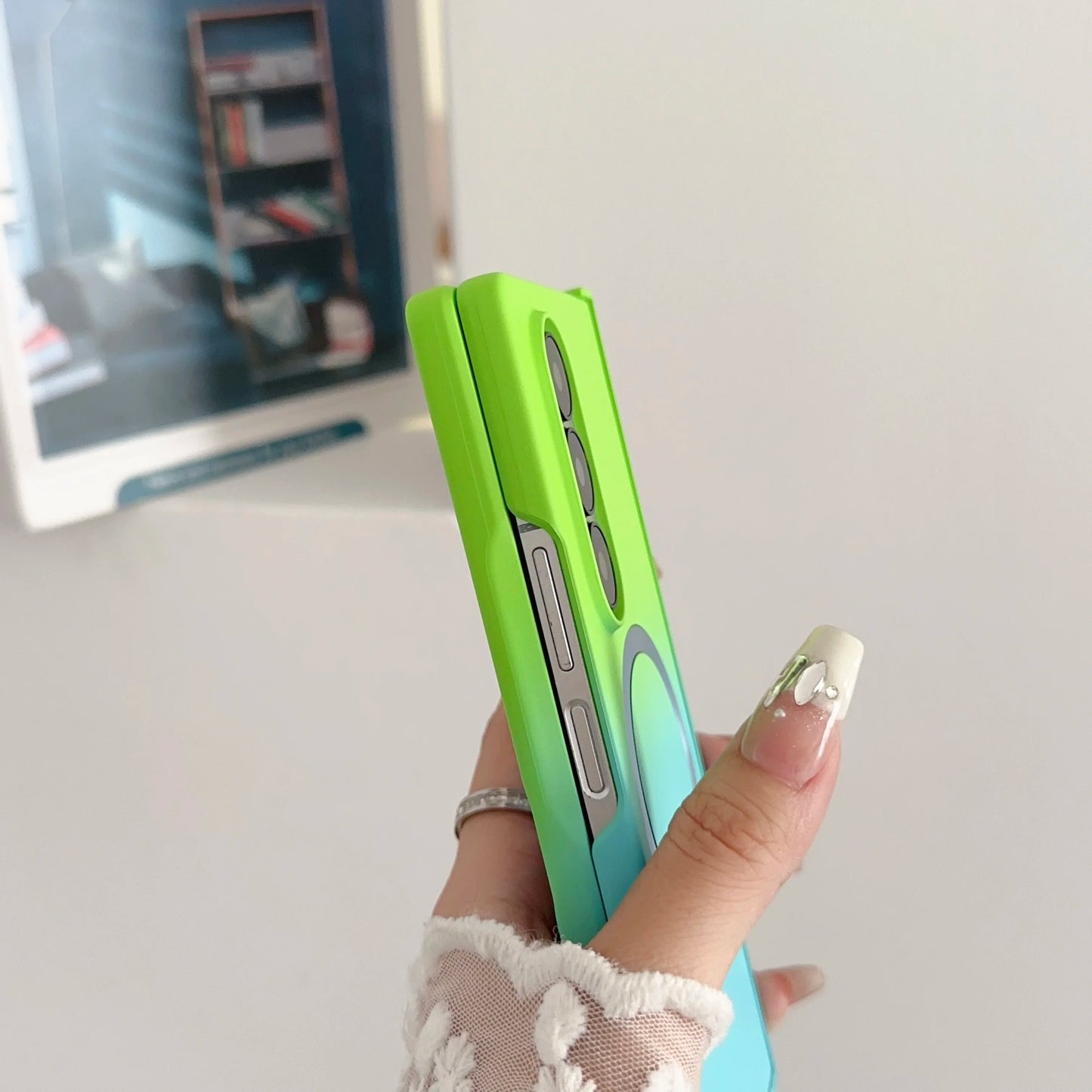 Magnetic for Magsafe Wireless Charging Gradient Phone Case for Samsung Galaxy ZFold 3 4 5 6 7 Liquid Silicone Bumper Cover Funda