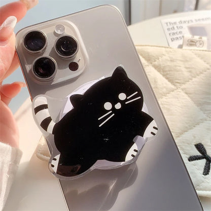 Korean Cute Cartoon Black Cat For Magsafe Magnetic Phone Griptok Phone Holder Stand Universal Phone Ring Grip Tok For iPhone 15