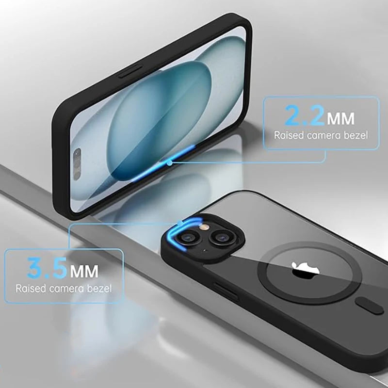 Luxury Strong Magnetic Magsafe Hard Case for iPhone 16 15 14 13 12 11 Pro Max Plus Transparent Matte Slim Shockproof Cover