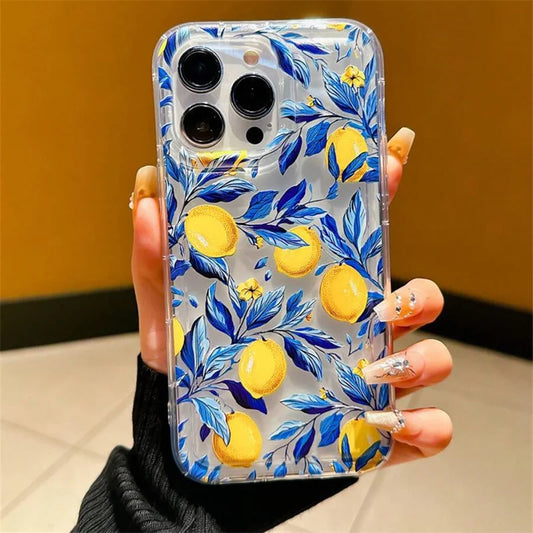 Summer Fresh Fruit Lemon Print TPU Phone Case for IPhone 16 15 14 13 12 11 Pro Max XS XR X 7 8 Plus Air Cushion Shockproof Cover