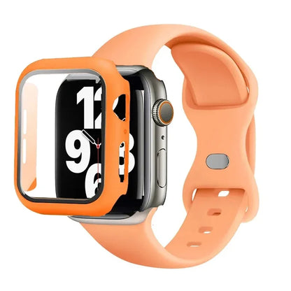 Silicone Strap+case for Apple Watch Band 44mm 40mm 45mm 41mm 49mm 42mm 38mm 44 45 Mm Bracelet Iwatch Ultra Series 7 Se 3 4 5 6 8