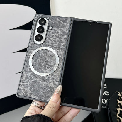 Luxury Gradient Leopard Pattern For Magsafe Magnetic Phone Case for Samsung Z Fold 7 6 5 4 3 Wireless Charging Protective Cover