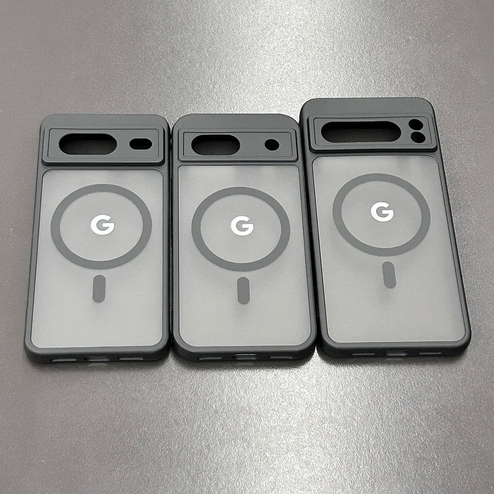 For Google Pixel 8Pro 8 8A 7Pro 7 7A 6 Case Magnetic Charging Matte Clear Shockproof Cover Wireless Charging Translucent Frosted