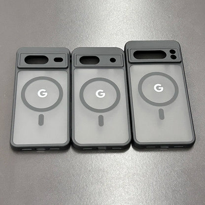 For Google Pixel 8Pro 8 8A 7Pro 7 7A 6 Case Magnetic Charging Matte Clear Shockproof Cover Wireless Charging Translucent Frosted